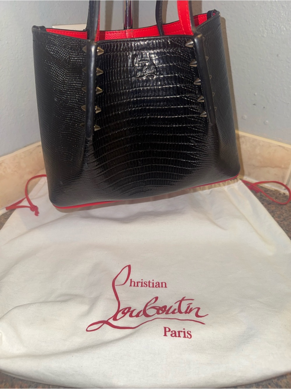 Christian Louboutin cabarock Black Leather Tote with COA - Picture 3 of 10